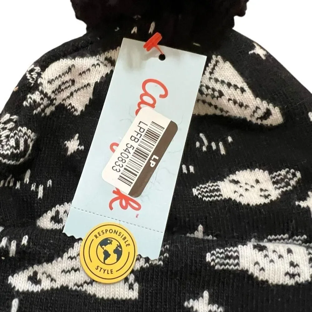 NEW Cat & Jack Toddler Rocket Black White Beanie 2T-5T